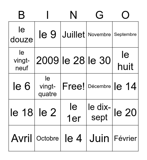 Les anniversaire Bingo Card