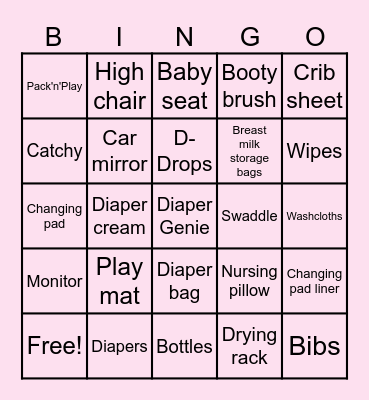 Baby Sheppard Bingo Card
