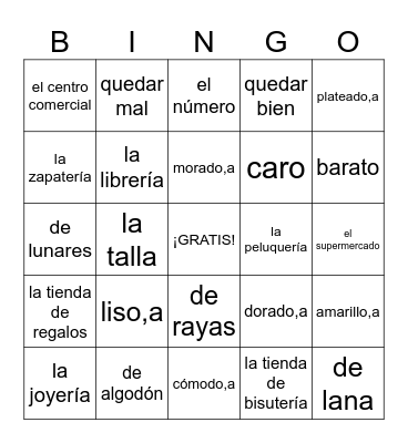 Unidad 3: Desafío 2 y 3 Bingo Card