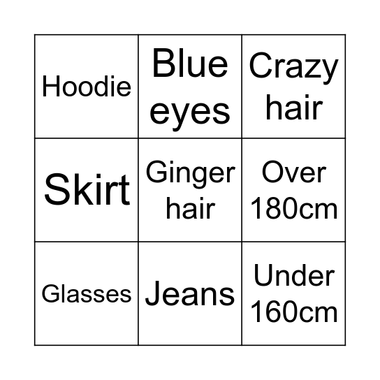 Speed friending Bingo Card