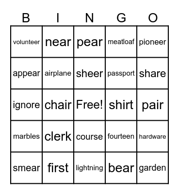Phonics Review Bingo Card
