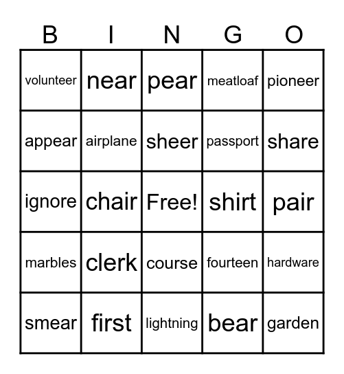 Phonics Review Bingo Card