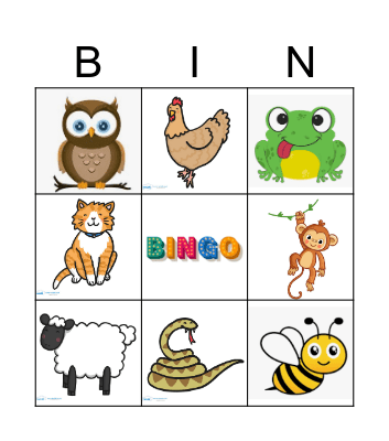 Animal Bingo Card