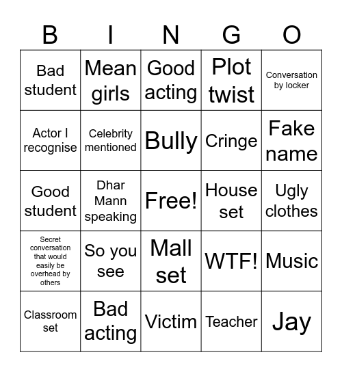 Dhar Mann Bingo Card