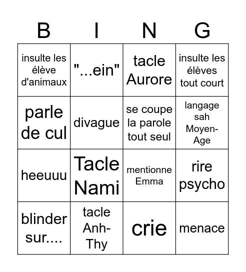 Bingo Garier Bingo Card