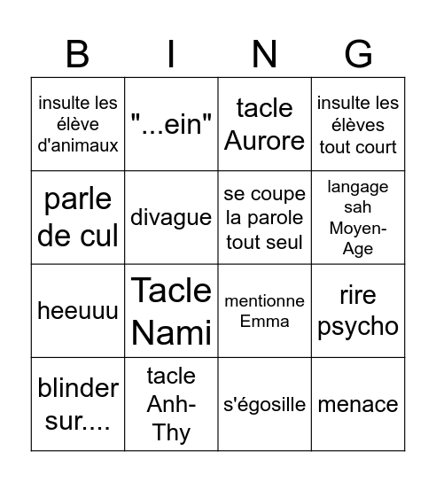 Bingo Garier Bingo Card