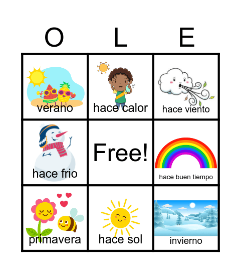 Que Tiempo Hace Bingo Card