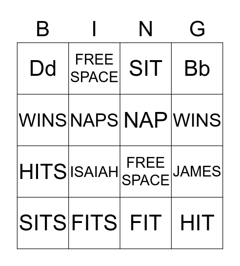SPELLING TES 1 Bingo Card