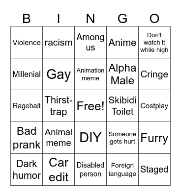 Instagram reels Bingo Card