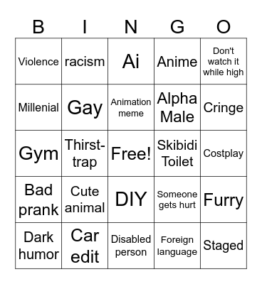 Instagram reels Bingo Card