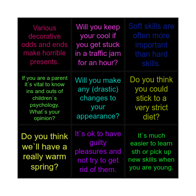 So... not (substitution) Bingo Card