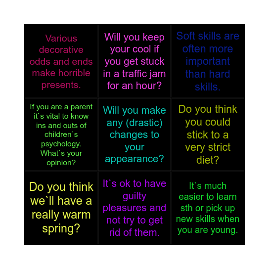 So... not (substitution) Bingo Card