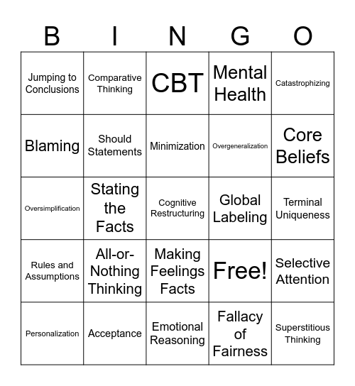 Cognitive Distortions Bingo Card