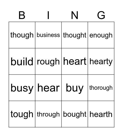 Level 4 Learned Words and More Bingo Card