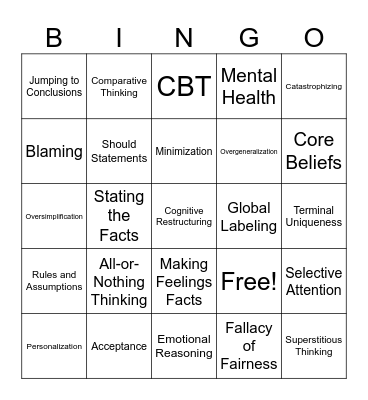 Cognitive Distortions Bingo Card