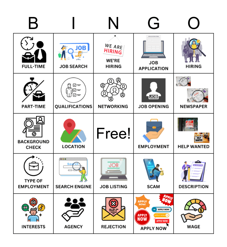 JOB SEARCH Bingo Card