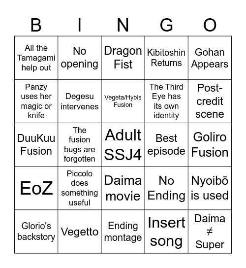 Daima Episode 20 Bingo Card