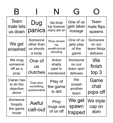 Cod Bingo Card