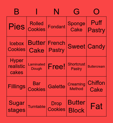 CA Unit 2: Basics of Baking Bingo Card