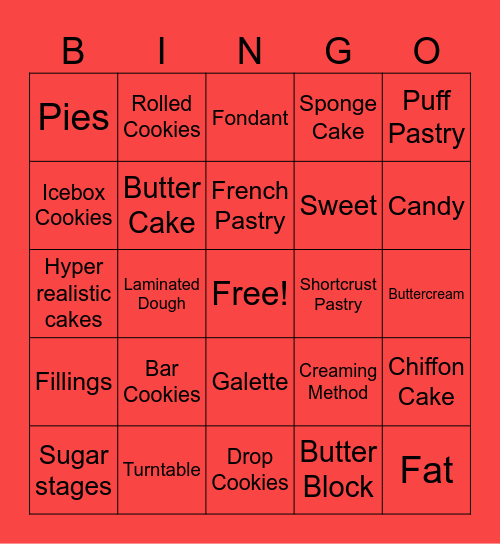 CA Unit 2: Basics of Baking Bingo Card