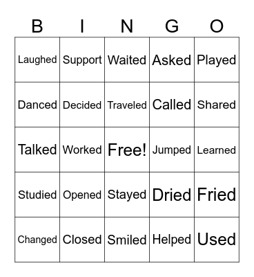 Past Tense Verbs Bingo Card