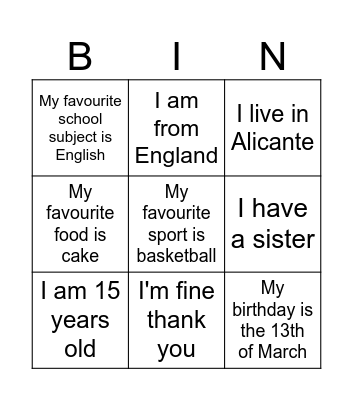 Icebreaker Bingo Card