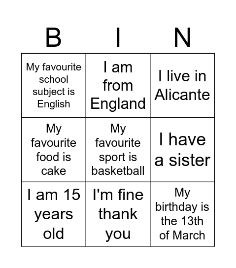 Icebreaker Bingo Card
