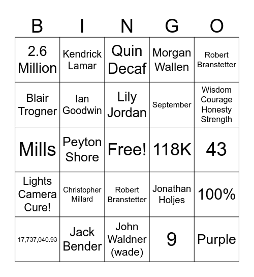 mini THON Bingo Card