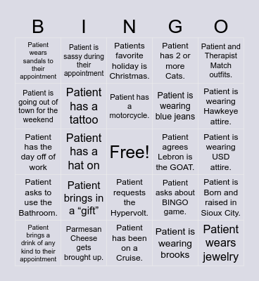 Impact Bingo Card