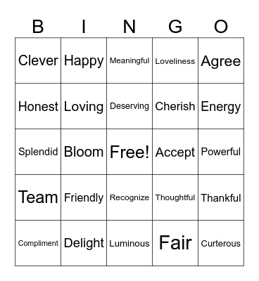 Bucket Filler Bingo Card