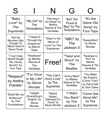 Classroom Singo Bingo Card