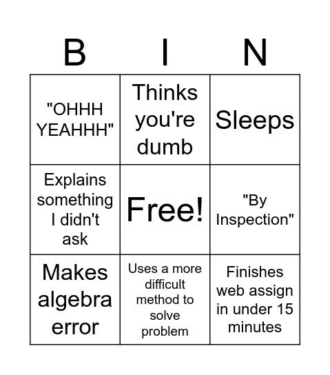 Anderson Bingo Card
