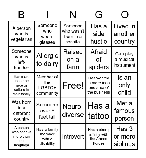 WD Diversity & Inclusion Bingo Card