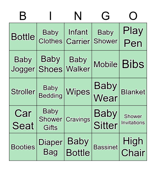 Baby Bingo Card