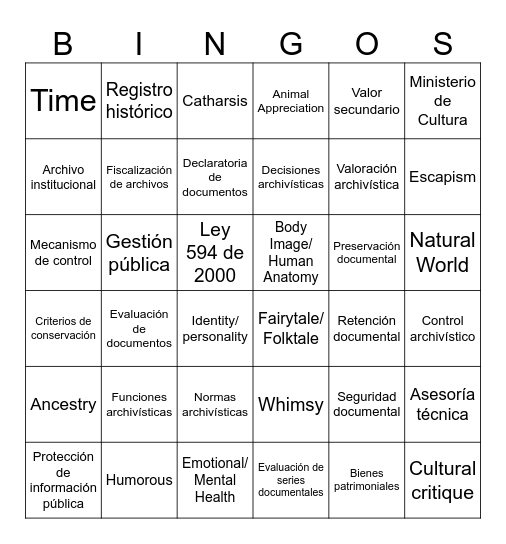 Conceptual Bingo Card