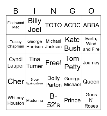 80's Bingo Card
