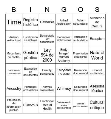 Conceptual Bingo Card