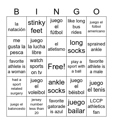 Sports Bingo Card