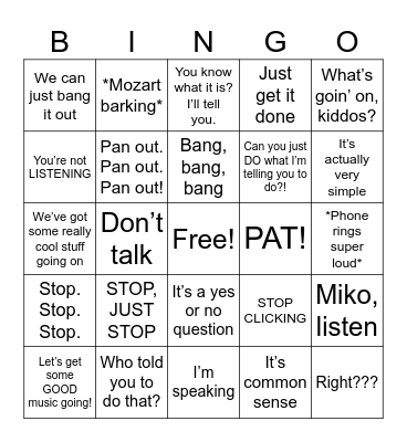 UDG Office Bingo Card