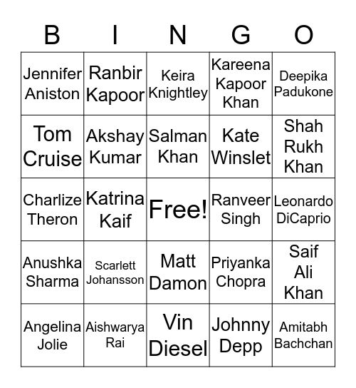 DePaul Indian Student Association Bingo Card