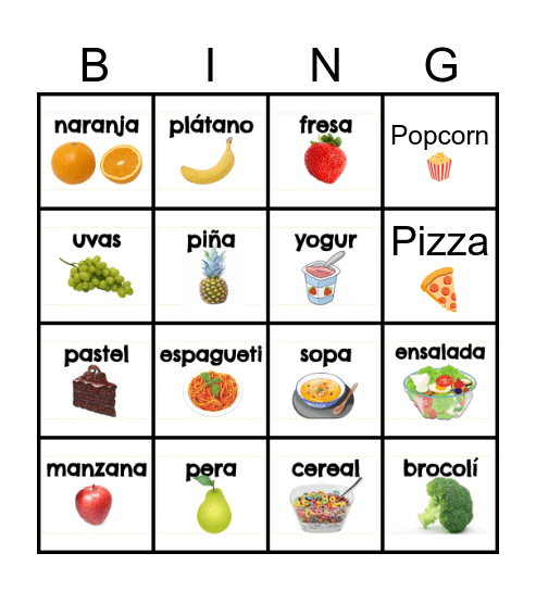 La lotería: LAS FRUTAS Bingo Card