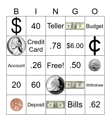 Money Bingo Card