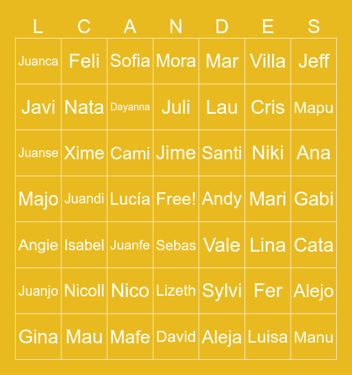 💛FAMILIA  AMARILLA💛 Bingo Card