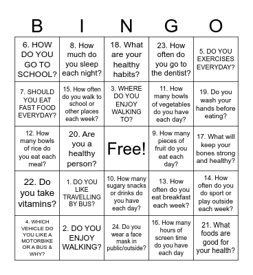 G6 QUESTIONS Bingo Card