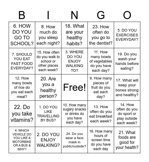 G6 QUESTIONS Bingo Card