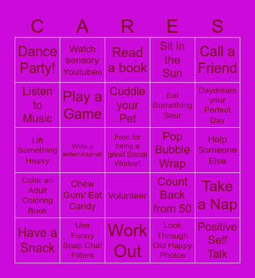 Social Work Week Bingo Card