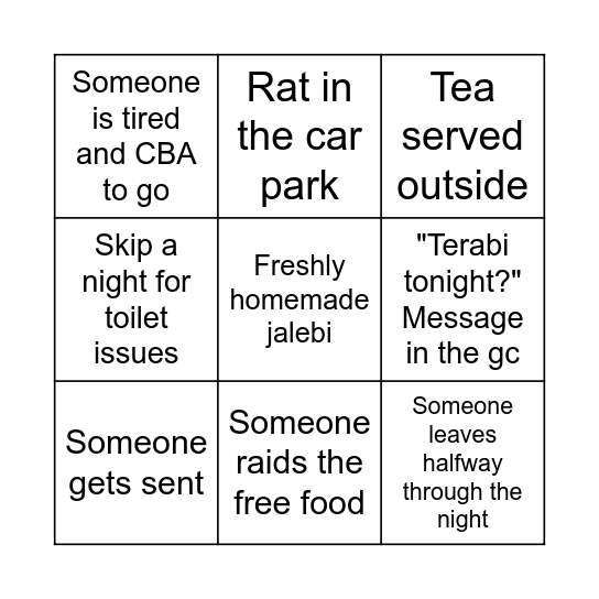 Terabi 2025 Bingo Card