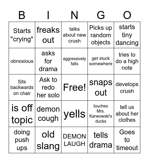 Sophia fida bingo Card