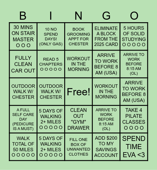 MARCH GOALS Bingo Card