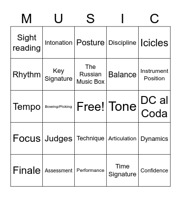 ASSESSMENT MUSIC Bingo Card